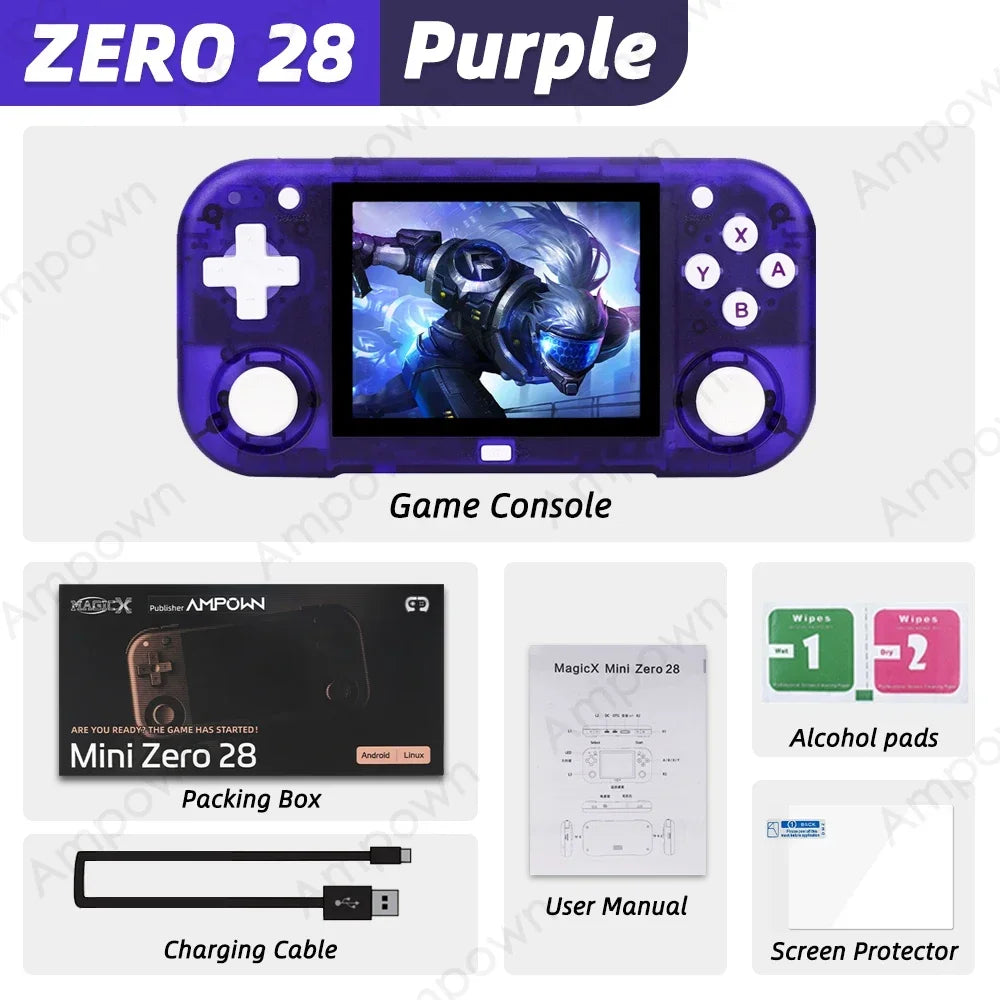AMPOWN Mini Zero 28 Handheld Video Game Console 2.8'' IPS Screen A133P Processor Android OS 2.4GWIFI MAGICX ZERO28 Player Gifts