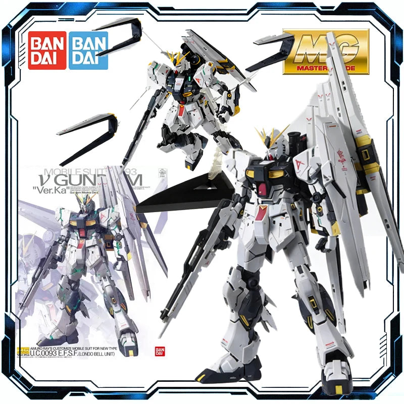 Bandai Original MG 1/100 RX-93 Nu Gundam Ver Ka DOUBLE FIN FUNNEL CUSTOM UNIT Model Action Figure Toys for Boys Girls Kids Gift