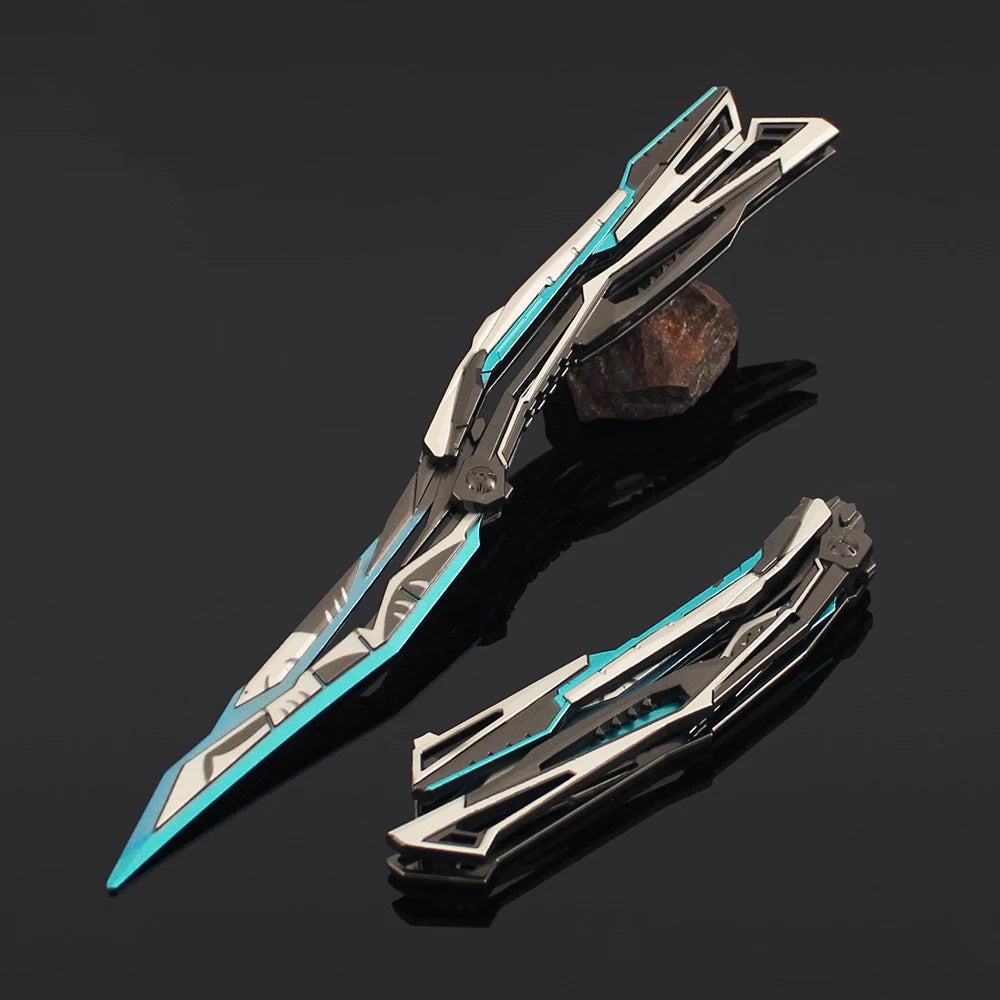 Folding Butterfly Knife Trainer Model Toy – 22 cm Zinc Alloy Practice Blade, Safe Unsharpened,  Collectors & Beginners