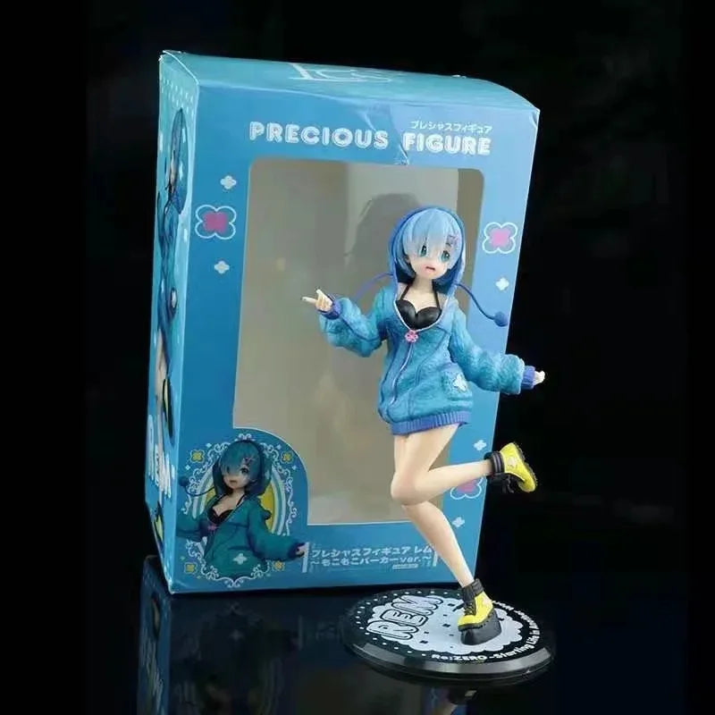 Anime Figure Rem Ram Emilya Cuter Case Model Q Version Collectible Static PVC Model from Zero Begining in Another World Life