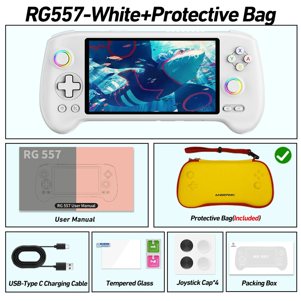 ANBERNIC RG557 Handheld Game Console 5.48'' AMOLED Android 14 5500mAH Bluetooth 5.3 Portable Video Game Player Dimensity 8300
