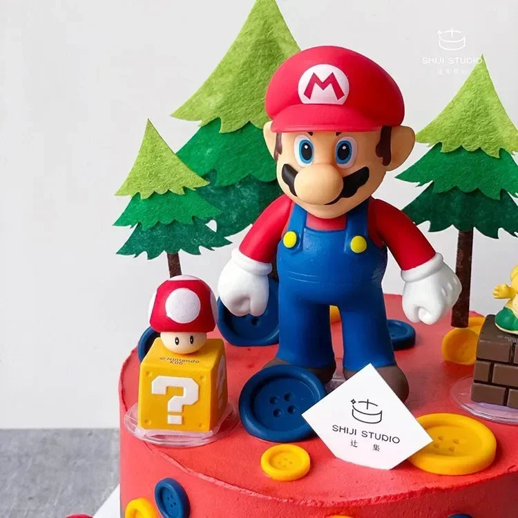 Game Marios Bros Cake Decoration Doll Set Anime Figure Luigi Yoshi PVC Model Toy Baby Shower Kids Birthday Party Supplies Gift