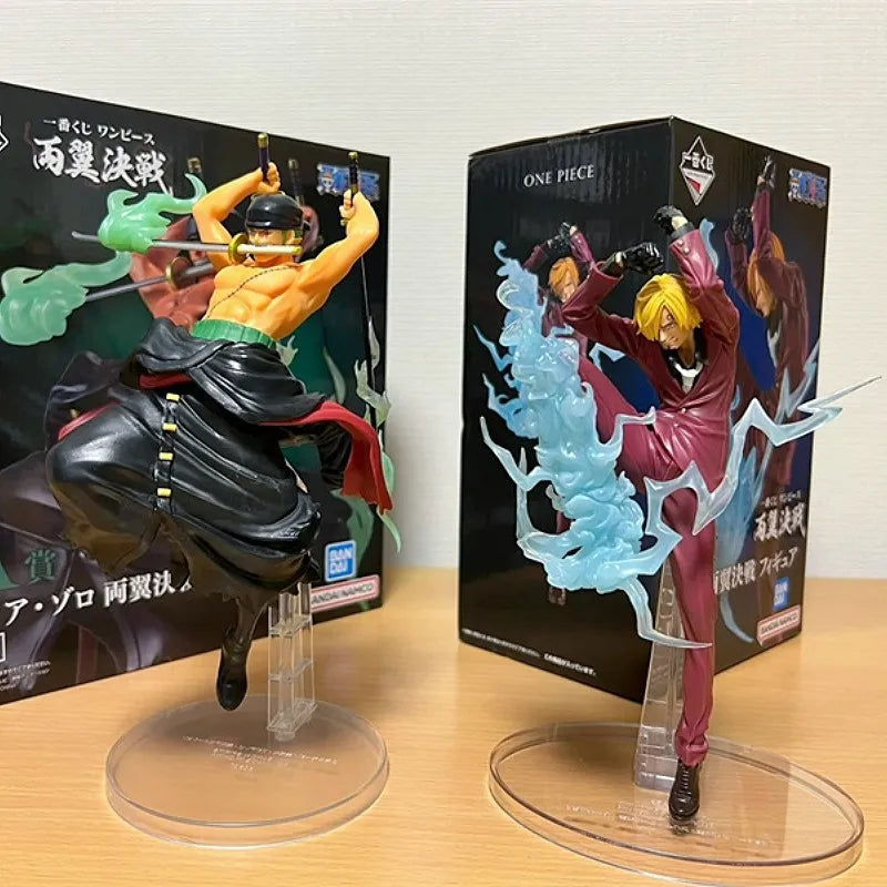Bandai Original One Piece Ichiban Kuji Two Wings Battle Roronoa Zoro Sanji Anime Figures Toys For Kids Gifts Cool Collections