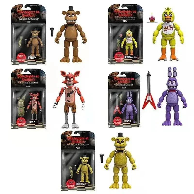 14cm FNAF Figures Nightmare Freddy Bonnie Foxy Chica Action Figure Movable Blacklight Freddy Frostbe Collection Toys