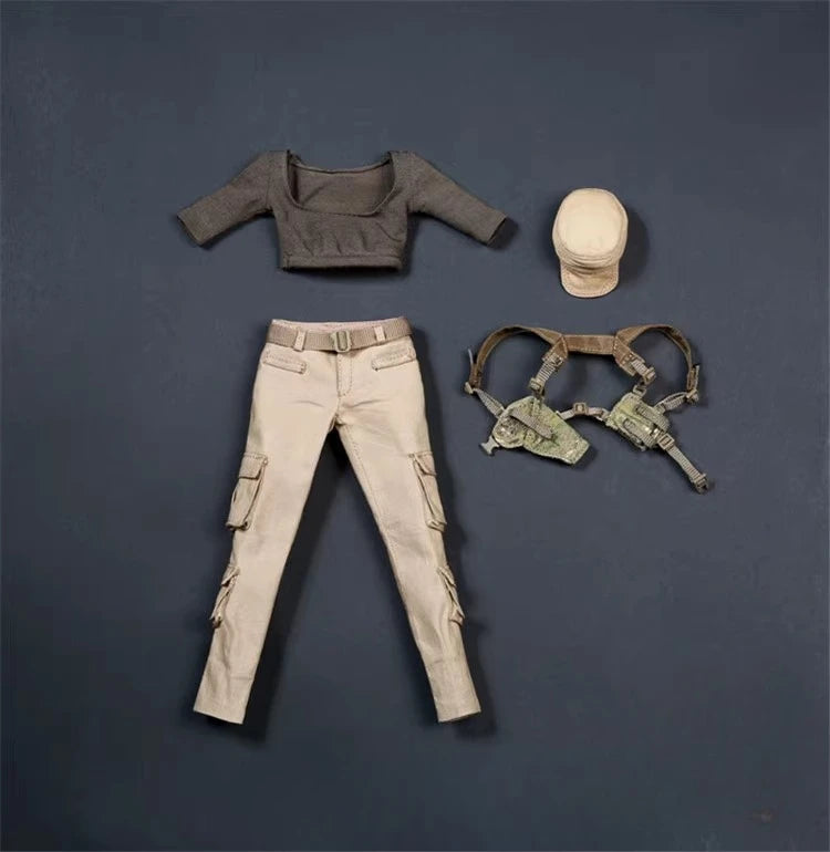 Fire Girl Toys FG010 1/6 Scale Female Gunner Suit Model T-shirt Pants Belt Hat Pistol Holster for 12'' Action Figures Body