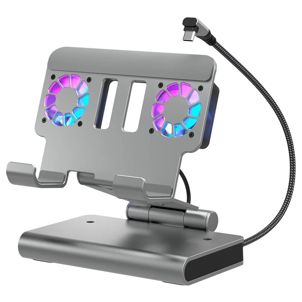 6 In 1 Rgb Dual Fans Docking Station for Rog Ally Steamdeck Game Console Dock Adjustable Height Dock Bracket with Hdmi 4K 60Hz