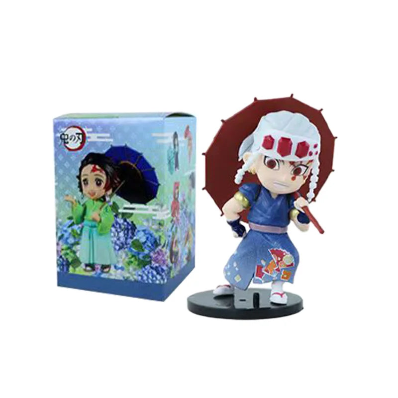 6pcs Q Version Demon Slayer Sitting Ghost Doll Tanjiro Nidouzi Inosuke Zenizu Toy Figural PVC Model Gift