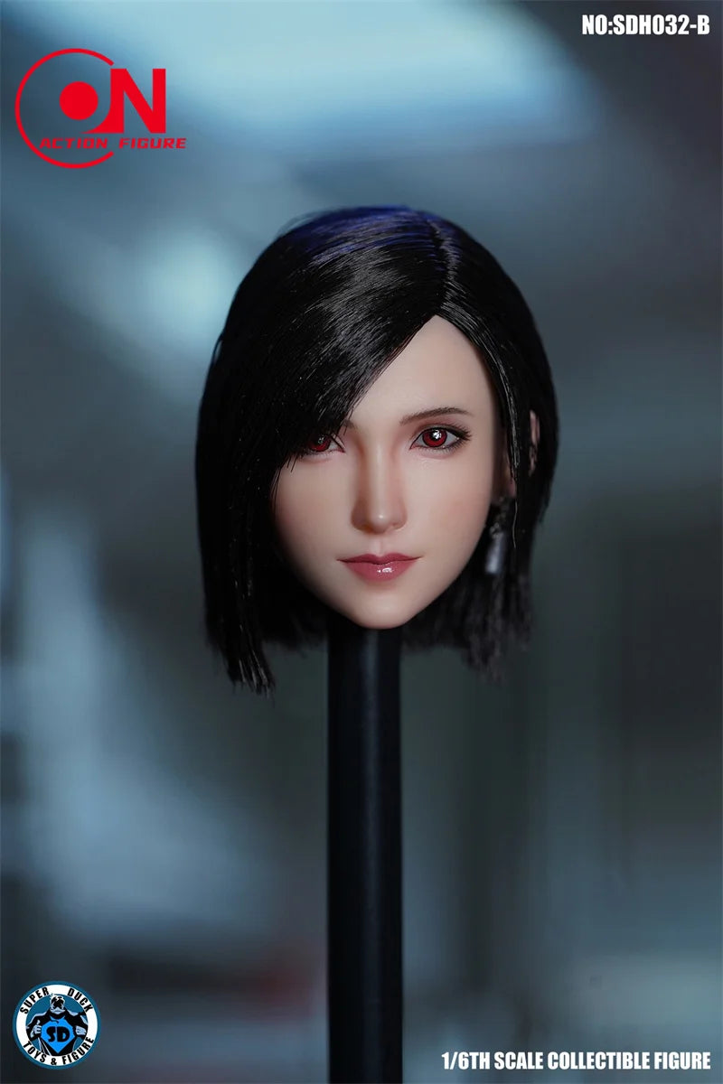 SUPER DUCK SDH032 1/6 Tifa Kopfskulptur mit kurzem/langem Haar und blasser Haut, geschnitztes Modell für 12'' TBL PH JO Actionfigurenkörper