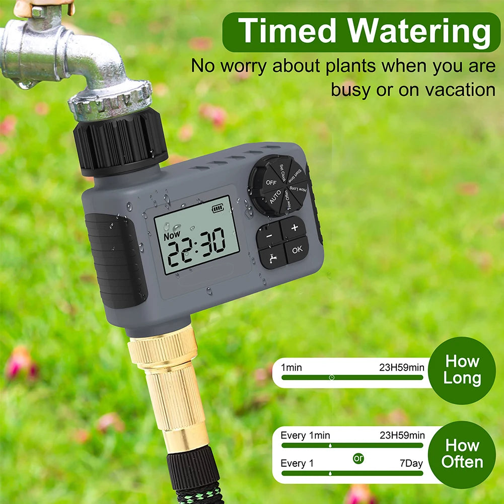 Automatic Water Timer Intelligent Irrigation Watering System Sprinkler Timer Garden Programmer Equipment IPX7 LCD Display