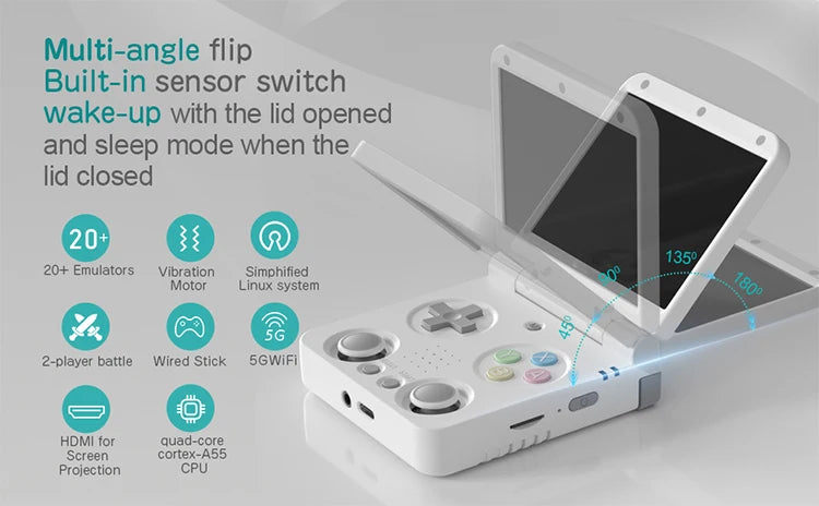 Tragbare Retro-Handheld-Spielkonsole 2,8 Zoll IPS-Bildschirm Videospielkonsolen Linux-System Klassischer Gaming-Emulator