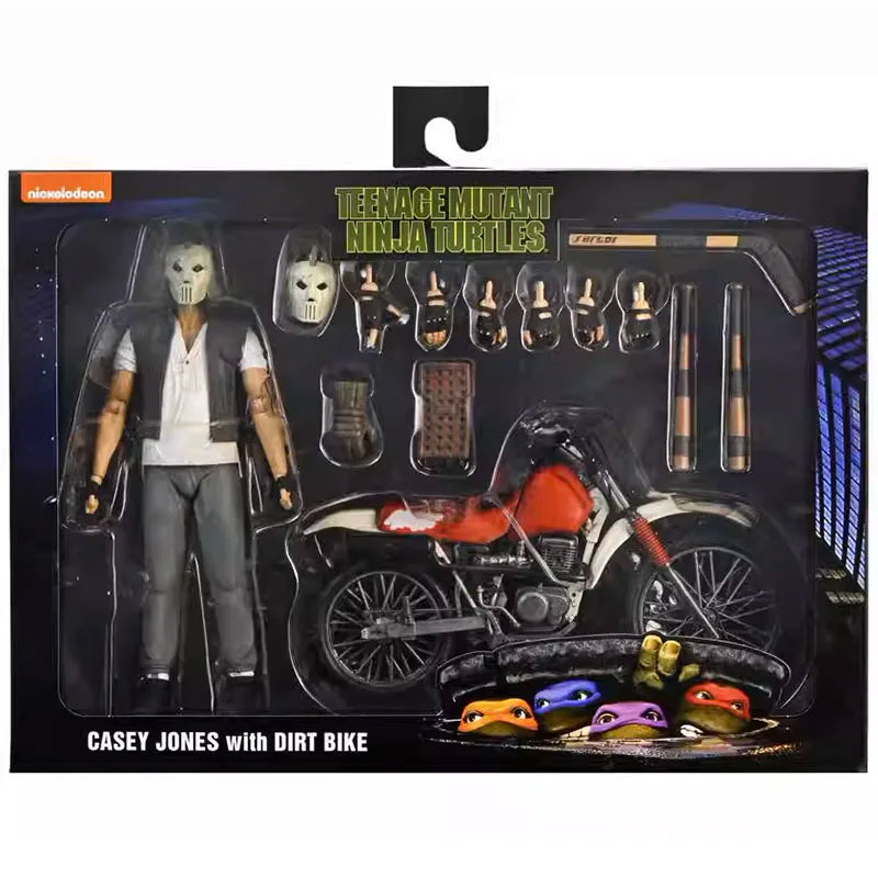 Casey Jones with Dirt Bike Figure NECA 54514 Teenage Mutant Ninja Turtle Action Figuras Anime TMNT Model Peripheral 7-Inch Gift