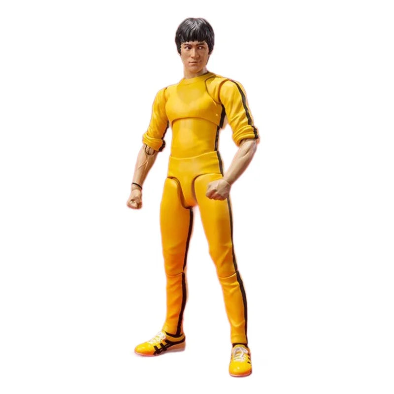 14cm Bruce Lee Articulated Action Figure Yellow Jumpsuit Kung Fu Statue Decor Movable Model Collection Desktop Decor Toy Gifts
