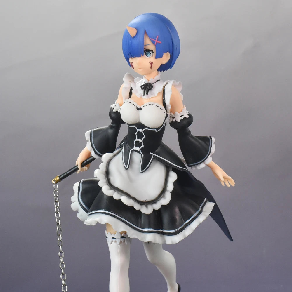 MX Japanese Anime Figures Maid Rem 1/7 Ver. PVC Action Figure Interchangeable Head Collection Gift Model Toys 22CM