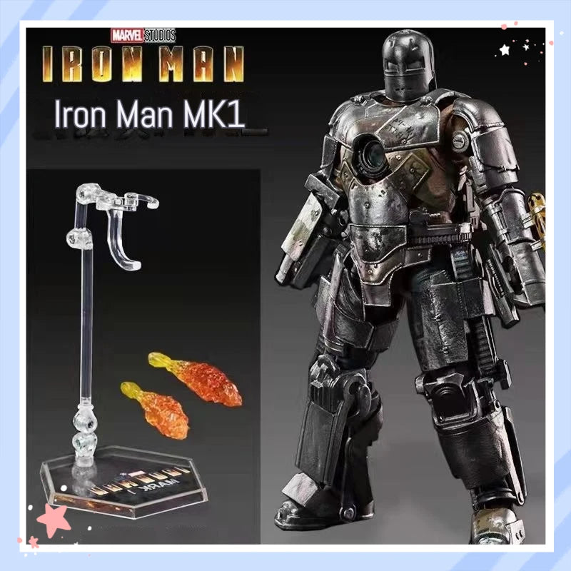ZD Toys Marvel Iron Man MK2 Action Figure 18cm 20 Articulated Joints With Illuminated Charging Hall Of Armor Extra Hands