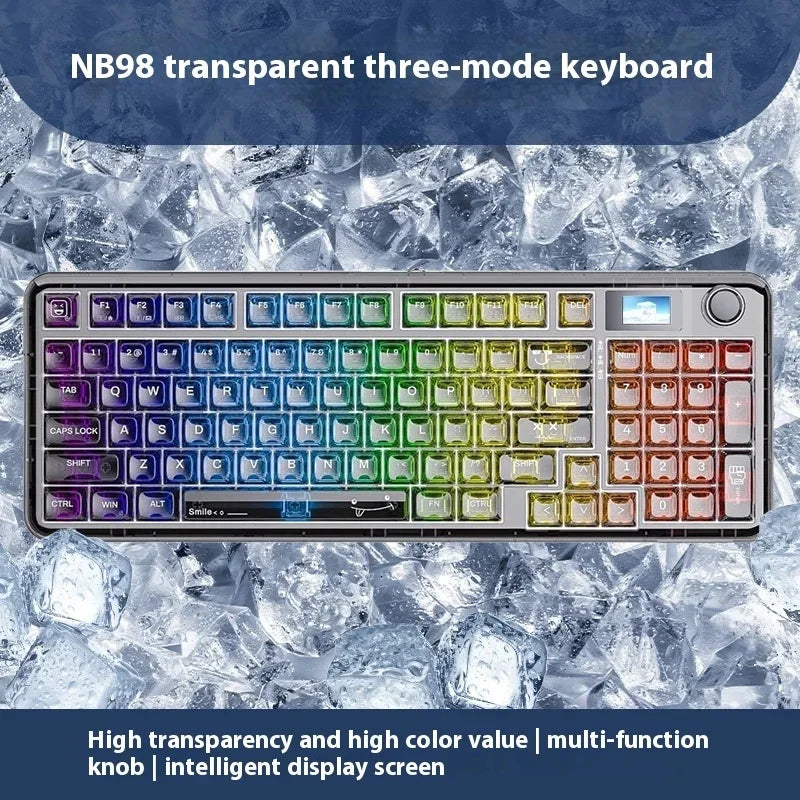 AULA F-NB98 Mechanische Tastatur 3-Modus Multifunktionsknopf Benutzerdefinierter Bildschirm Gaming-Tastatur RGB-Hintergrundbeleuchtung Hot Swap PC Gamer Geschenke