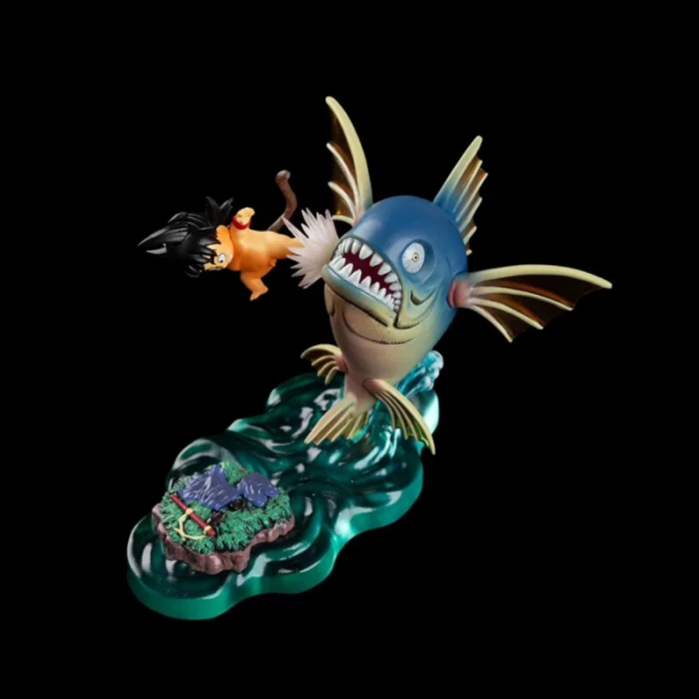 6 cm/2,4 Zoll Anime Dragon Ball Z Figur Goku Kick Shark Actionfigur Statue Sammlermodell Spielzeuggeschenk