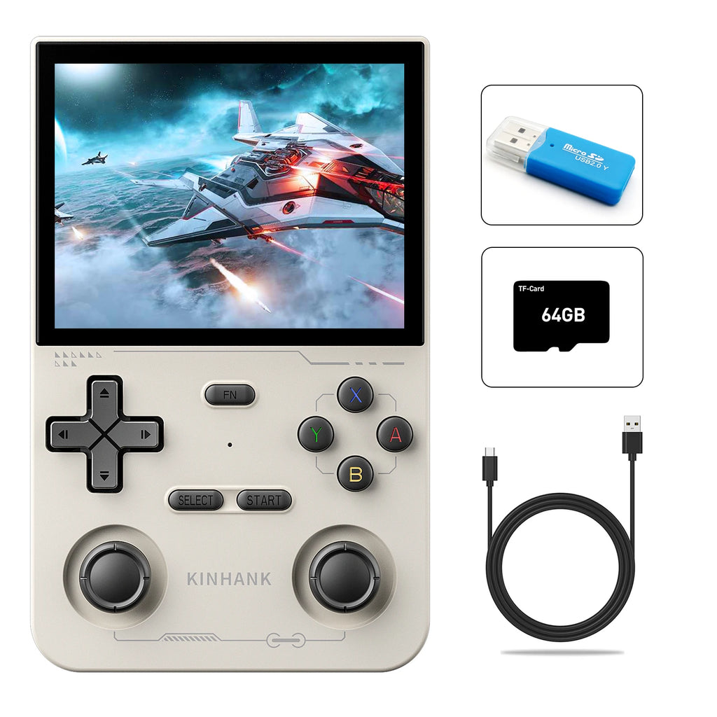 KINHANK K36 Retro-Handheld-Videospielkonsole, 500nit, 3,5-Zoll-IPS-Bildschirm, 16000 Spiele-Emulator für PS1/PSP/DC/N64/SS