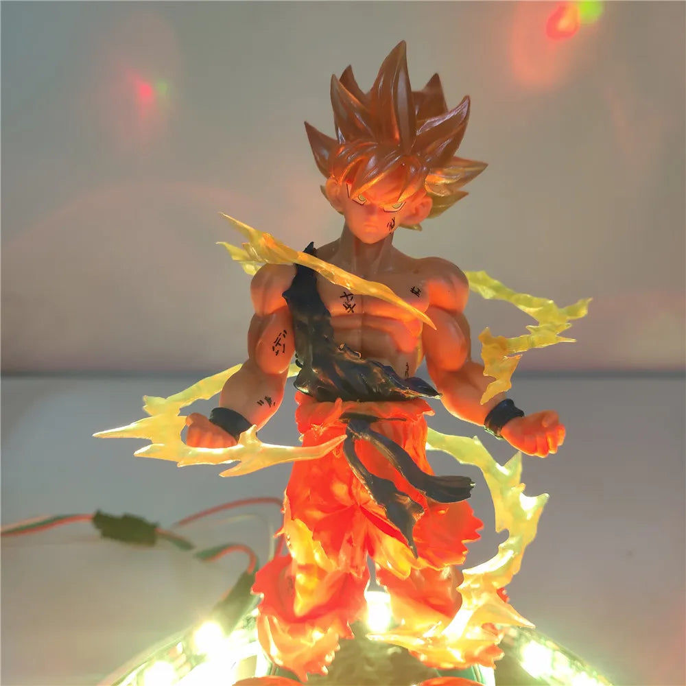 Dragon Ball Anime Son Goku Super Saiyan with Ball Lamp Led Bulb Action Figures Model Figurine Figure & Base & Lamp DIY Toys