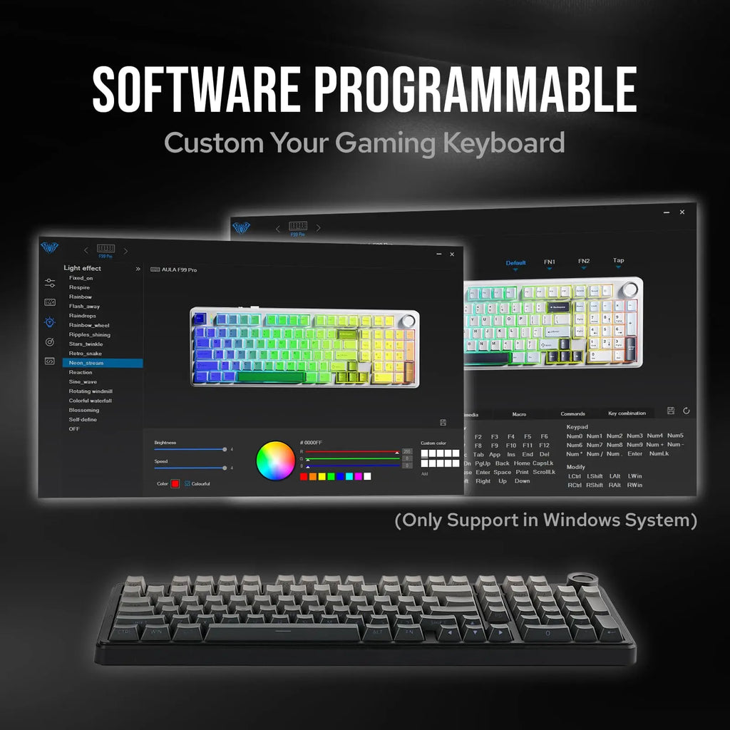 AULA F99 Pro Wireless Mechanical Keyboard RGB Backlit Hot Swappable Custom Keyboard 2.4G/USB-C/BT5.0 Mechanical Gaming Keyboards