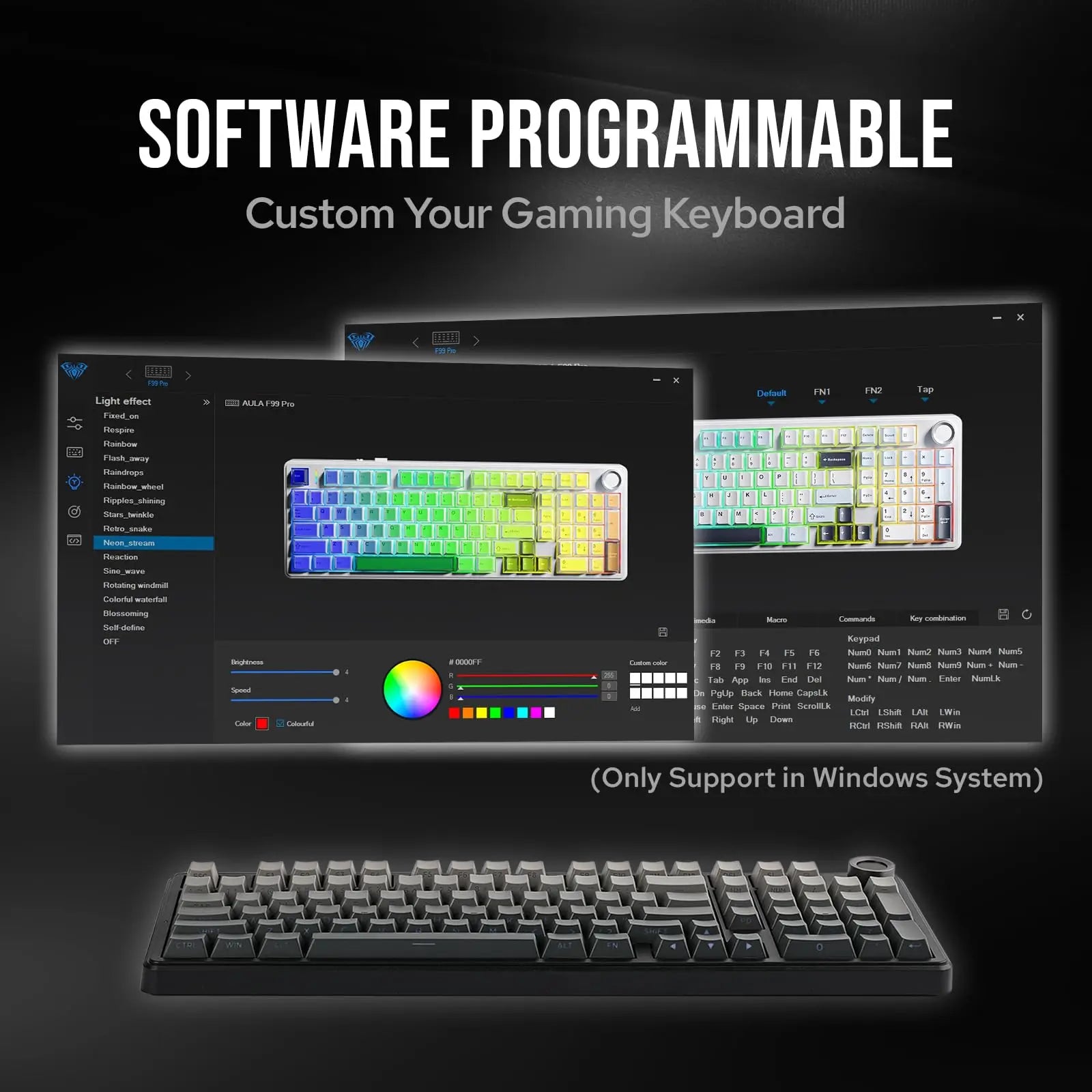 AULA F99 Pro Wireless Mechanical Keyboard RGB Backlit Hot Swappable Custom Keyboard 2.4G/USB-C/BT5.0 Mechanical Gaming Keyboards