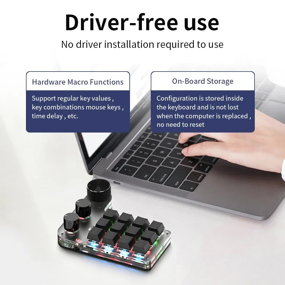 Mini-Bluetooth-Programmiermakro, benutzerdefinierte 3-Knopf-Tastatur, RGB, 12 Tasten, Kopieren und Einfügen, Photoshop, Gaming-Tastatur, mechanisches Hotswap-Makropad