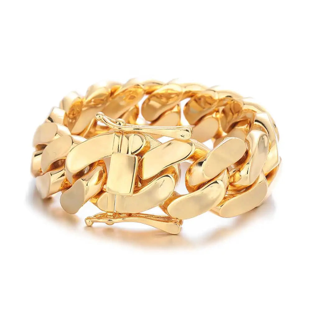 Herren 22mm Cuban Link Armband Hip Hop Schwere Messing Miami Cuban Link Kette Chunky Armband Schmuck Für Jungen Geschenk Drop Shipping