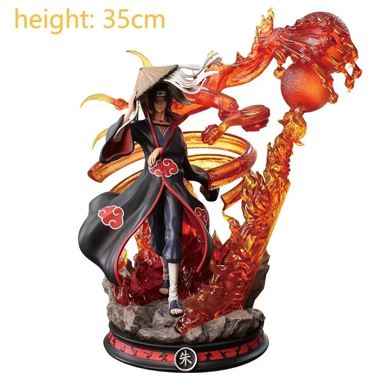 Gk Naruto Shippuden Anime 35 Cm Action Figure - Kurama Chakra Mode With Sasuke Itachi Statue Collection Toy Kyuubi Figma