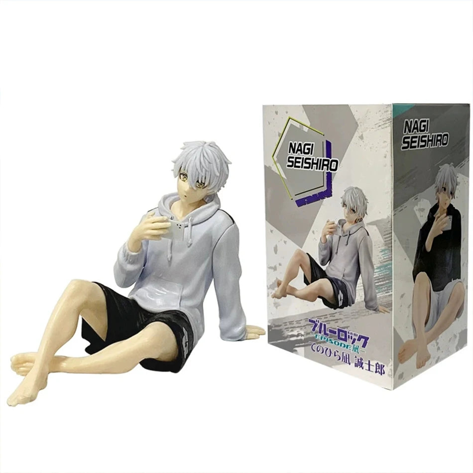 Blue Lock Anime Figure Nagi Seishiro Sitting PVC Collectible Model Action Figurine Kids Doll Toy Gift