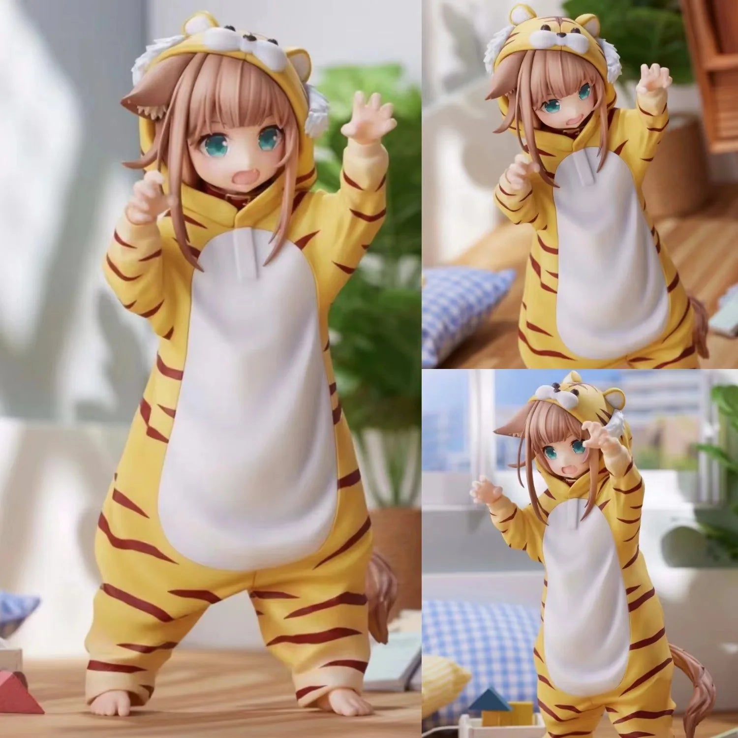 Cartoon Catgirl Sitting Eating Fish Soybean Powder Sitting Posture Can Change Face Beautiful Girl Figurine Model Toy Gift