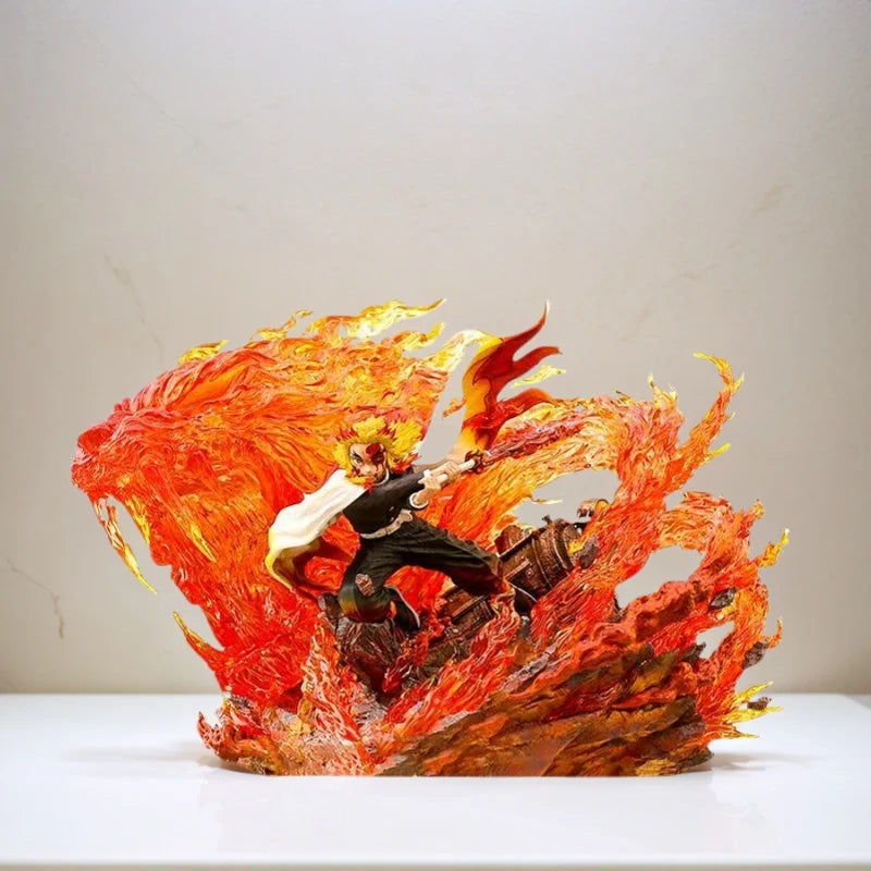 27 cm große Anime-Figur Demon Slayer GK Rengoku Kyoujurou Actionfigur Fantasy PVC Sammlerstück Ornament Modell Kreatives Spielzeug Geschenk