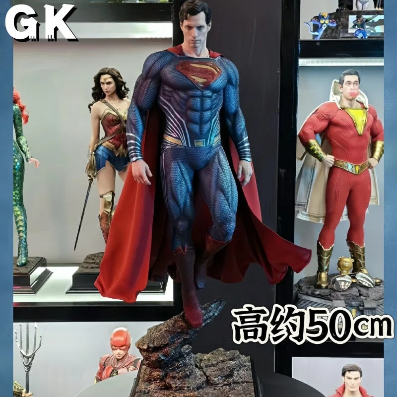 50 cm Super Man Anime Figur Superm Dawn Of Justice Actionfigur PVC 2 Köpfe 2 Hände Statue Ornament Kinderspielzeug Geschenk