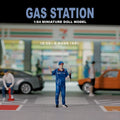 Kicarmod 1/64 Scale Model Gas Station Employee Figurine Collectible Doll Exquisite Figure for Fans in Scale Diecast Model Car