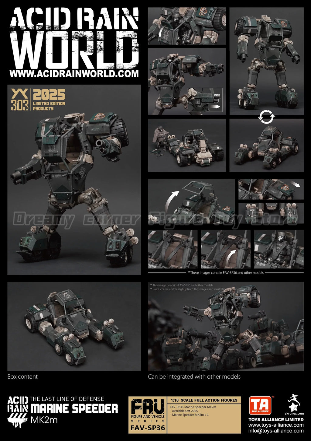 【In Stock】Original Original Acid Rain War WF2025 FAV-SP36 Marine Speeder MK2m 1/18 Action Figure Toy Model Collection