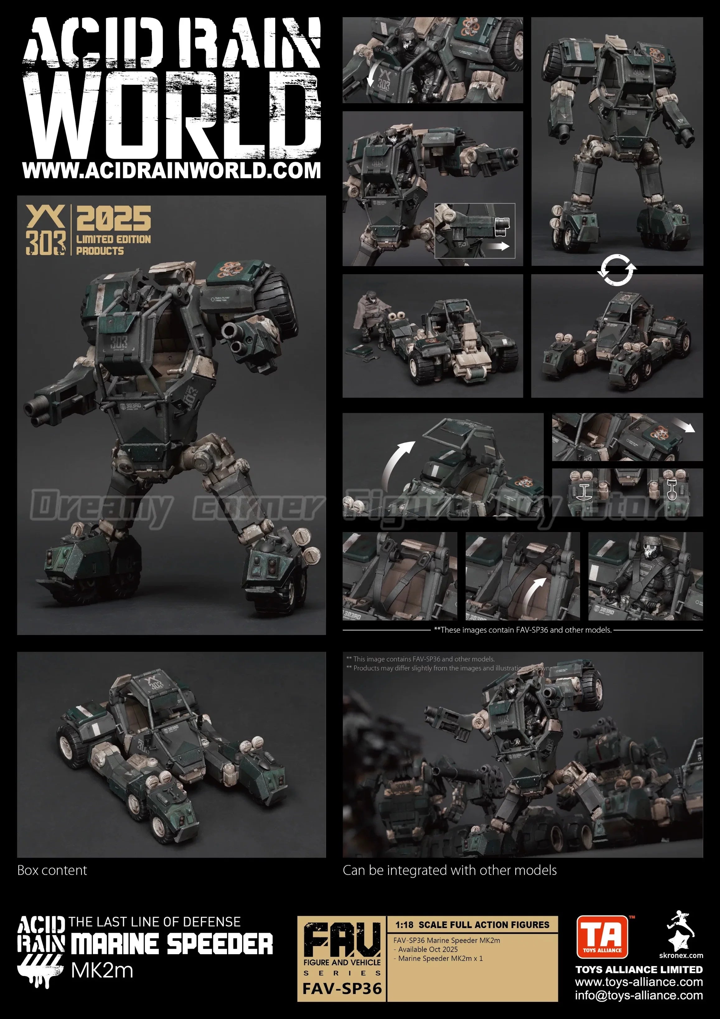 【In Stock】Original Original Acid Rain War WF2025 FAV-SP36 Marine Speeder MK2m 1/18 Action Figure Toy Model Collection