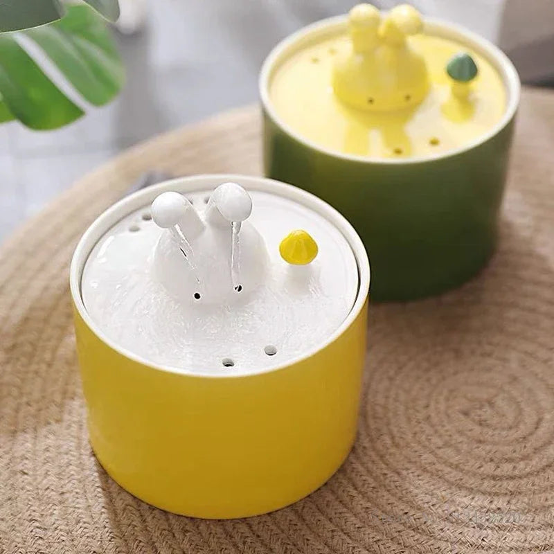 Creative Food Utensils for Cat Dog Ceramic Flow Circulating Water Dispenser, Silent, Automatic, Rabbit Shaped, Pet Supplies, 1Pc