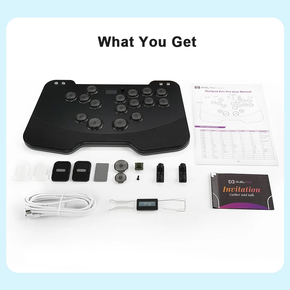 Duelpad Zen Metal Game-Tastatur-Controller, ergonomischer, hebelloser Ergo-Split-Arcade-Controller mit allen Tasten/Stickless für PC/NS/PS4