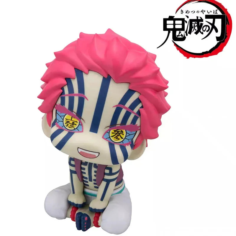 Demon Slayer Action Doll Model Akaza Head Moving Q-Version Doll Mini Series Sitting Doll Toy Anime Peripheral Birthday Gift