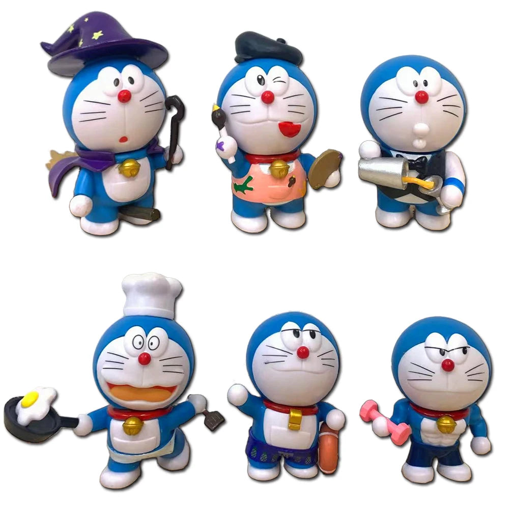 1Set Doraemon Anime Character Nobita Shizuka Action Figure Hand-made Cake Decor Car Ornament Model Doll Toys Kids Birthday Gift