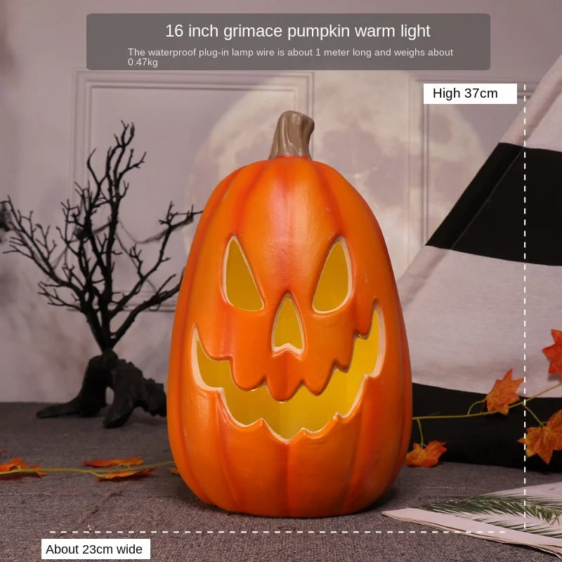 Halloween pumpkin lantern hollow out LED light emitting funny indoor and outdoor decoration props 3pcs set