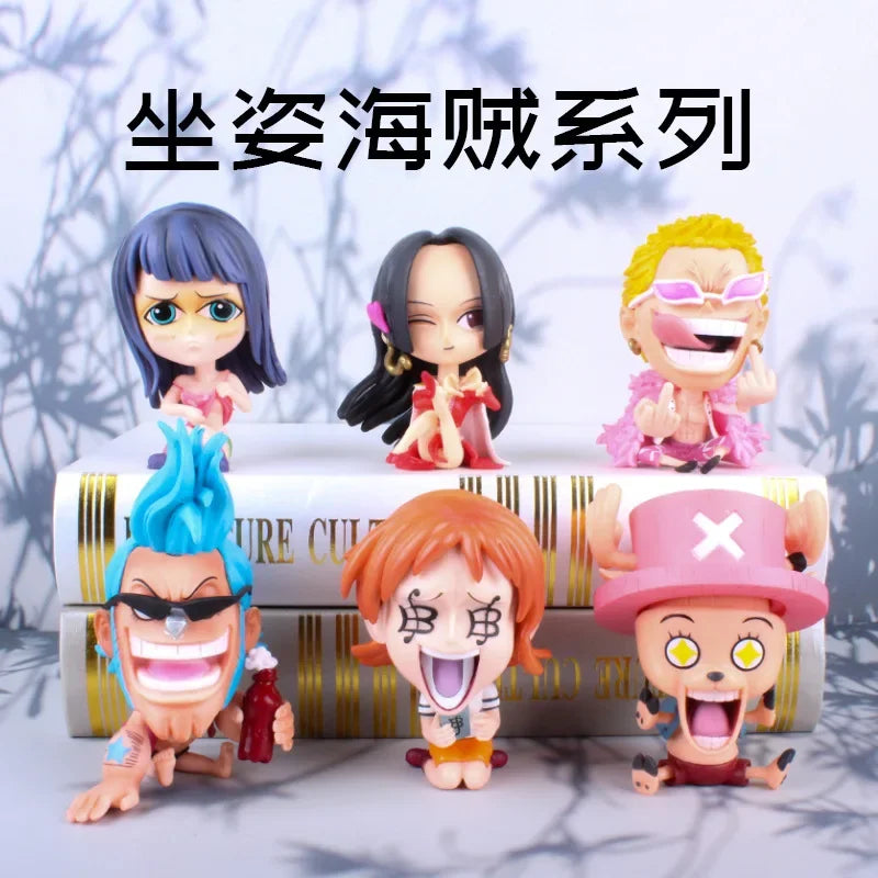 One Piece Zoro Luffy Sanji Anime Figure Ver. Robin Nami Brook Chopper PVC Car Decoration Figures Model Toy Kids Christmas Gift