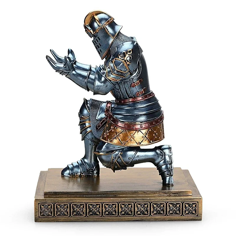 Medieval Armor Knight Resin Statue Pen Holder Pen Stand Ornament Home Room Office Decoration，Holding Sword Knight Sculpture Gift