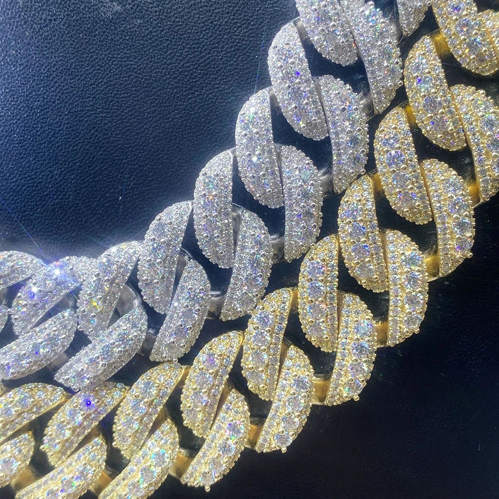 20mm Cuban Link Chain Moissanite Necklaces S925 Silver Real Diamonds Choker for Women Men Pass Tester Drop Shipping