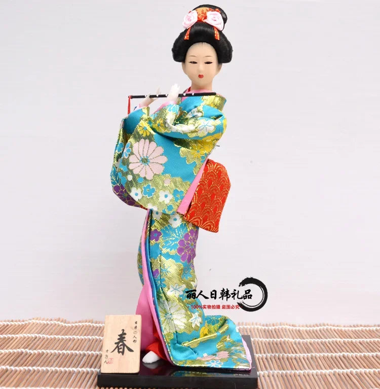 12inch Japanese Geisha Doll Statuette Sitting Figurine Japanese Kimono Kokeshi Kabuki Geisha Handicraft Ornament Birthday Gift