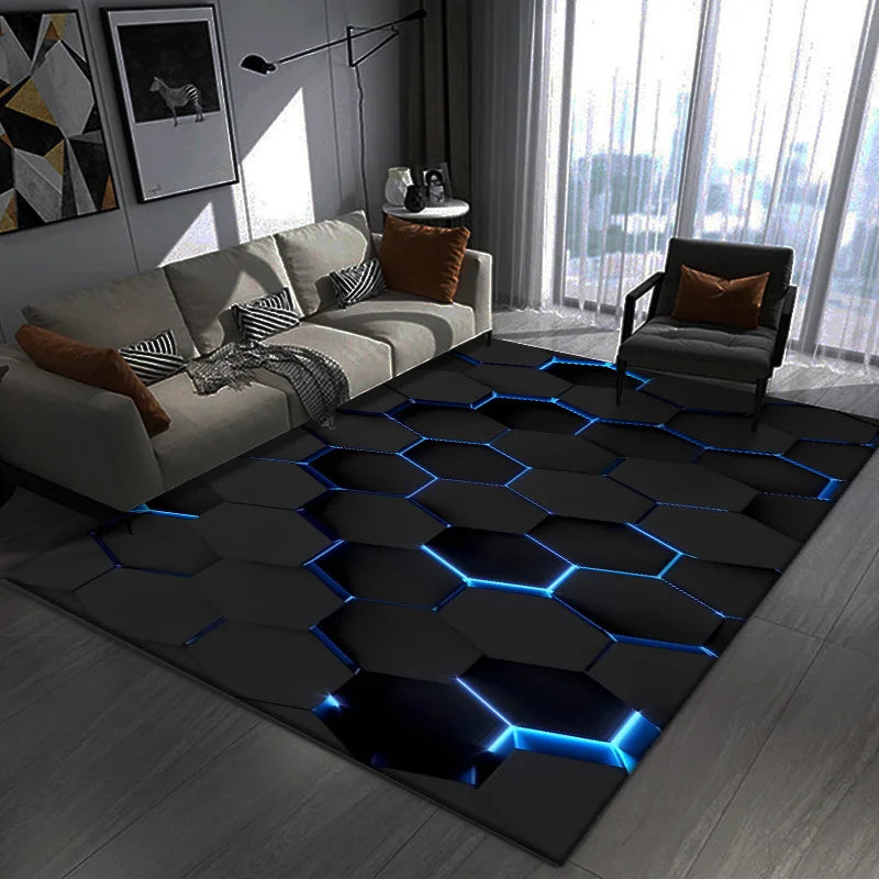 VIKAMA Dazzling 3D Visual Geometry Pattern Large Area Full Carpet Bedroom Gaming Gaming Room Decorative Carpet