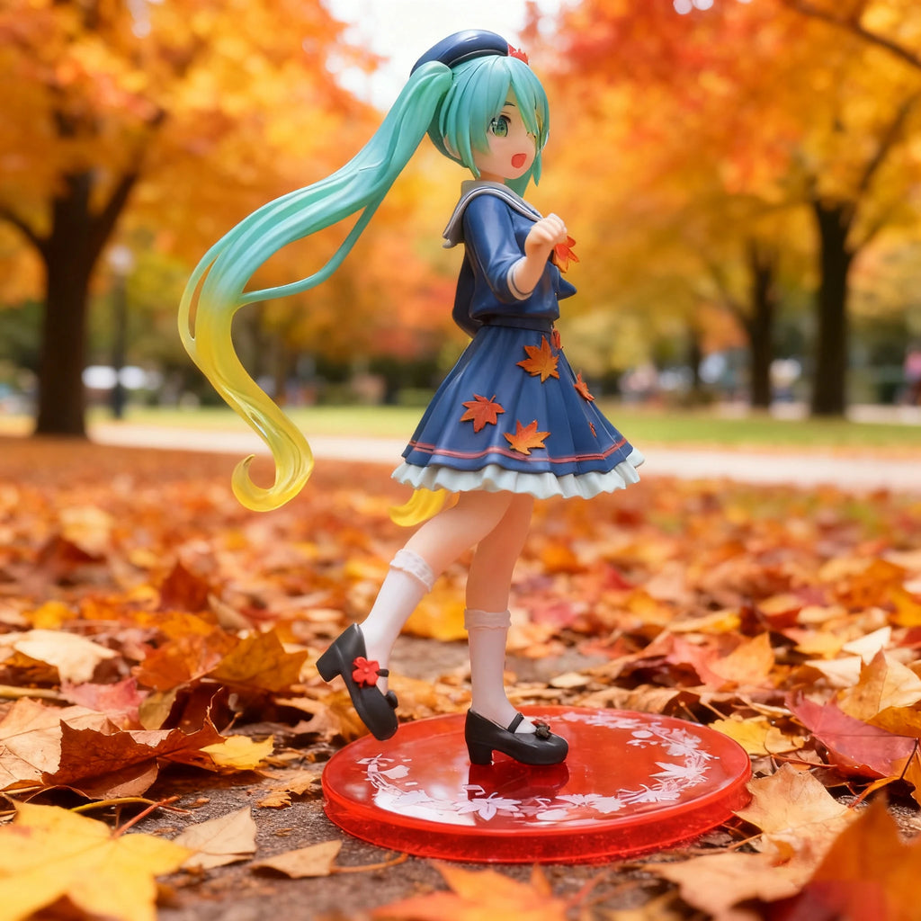New Hatsune Miku Anime Figure Maple Leaves Seifuku Miku Beauty Girl Statue PVC Action Figurine Collectible Model Toy Gift