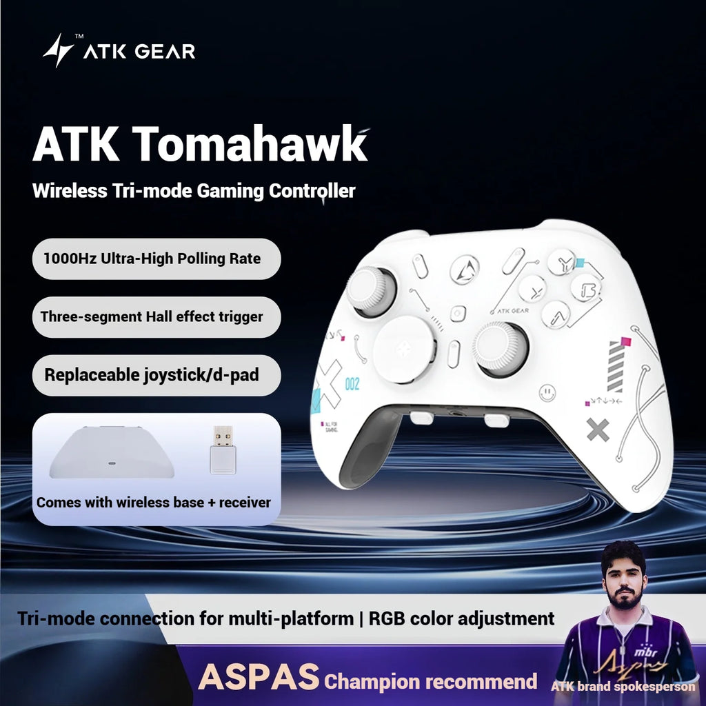 ATK Tomahawk Wireless Game Controller Tri-Mode 1000Hz Return Rate Gampad for Switch2 Pc XBox NS2 Android IOS Hall Rocker/Trigger