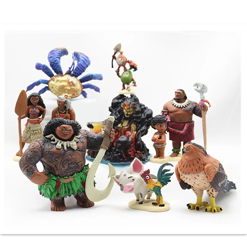 10pcs/set Disney Movie Moana Princess Figure Cartoon GK Model Statue Decoration PVC Collection Figurine Children Toys Tide Play