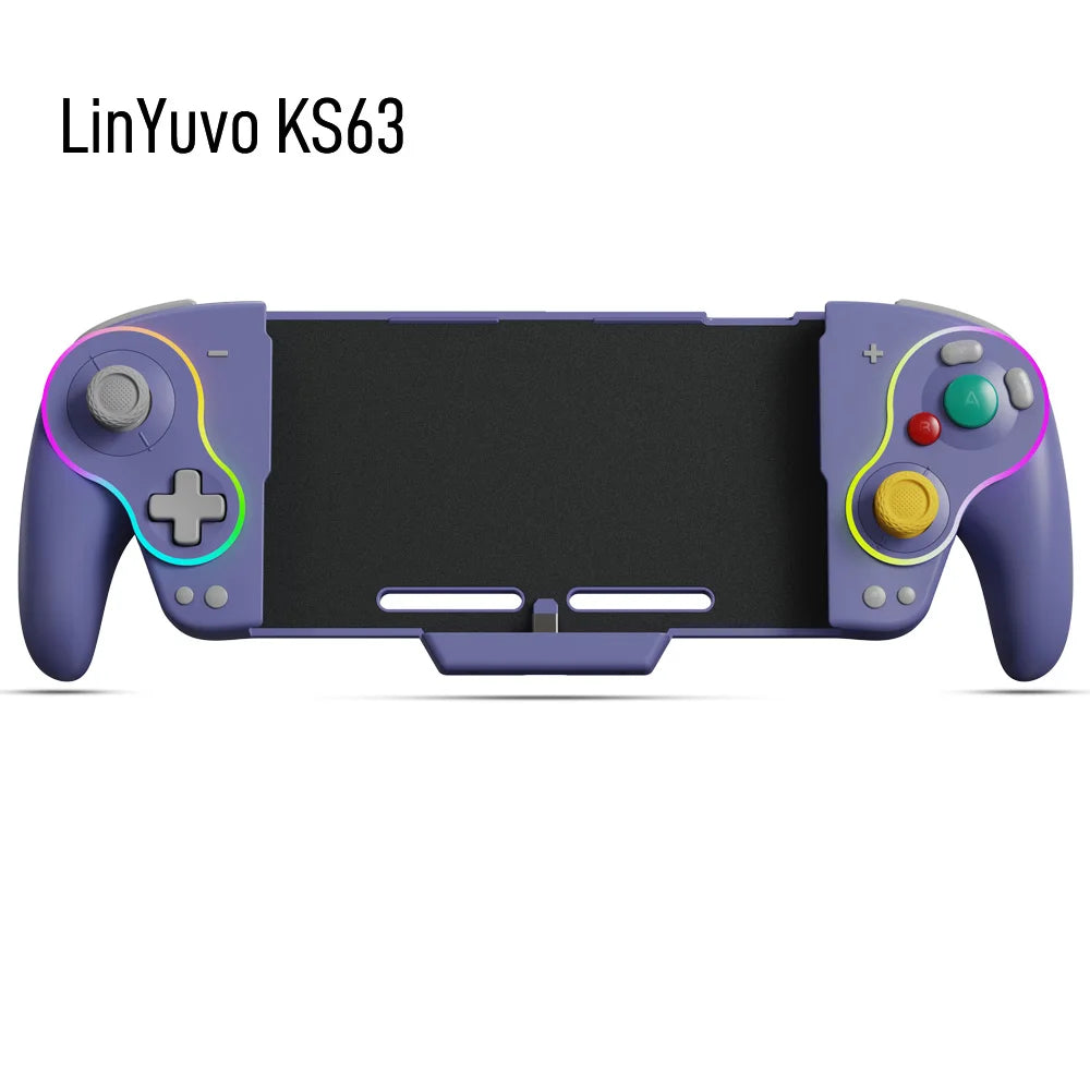 LinYuvo KS63 RGB Wireless Controller Gamepad für Switch &amp; Switch OLED, Retro GameCube Turbo Gaming Pad mit Zurück-Taste