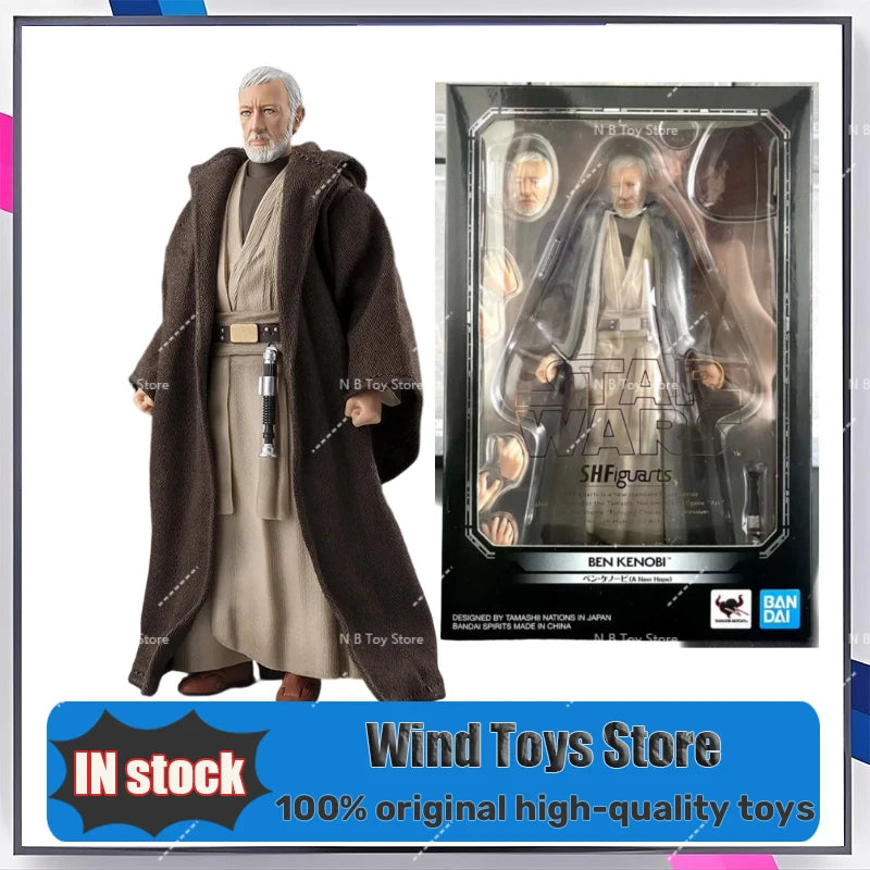 Original in Stock Bandai SHF Star Wars Ben Kenobi A New Hope Classic Figure View Finished Anime Action Figure Gift for Boys