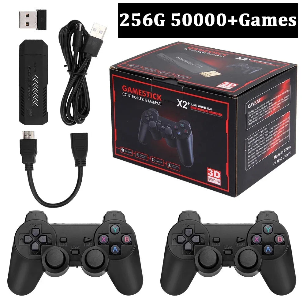 X2 Plus GD10 Pro 4K Game Stick 3D HD Retro Video Game Console Wireless Controller TV 50 Emulator For PS1/N64/DC 256G 128G 64G